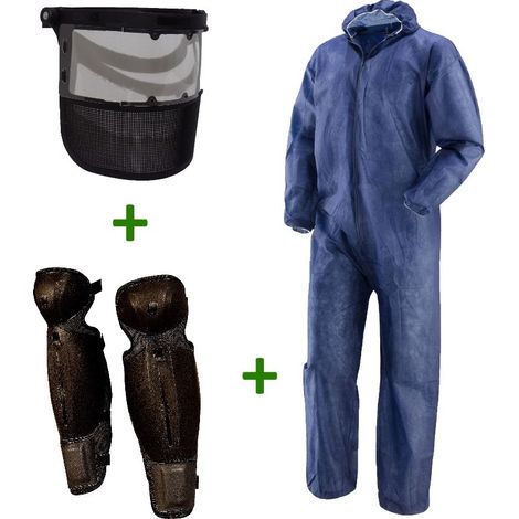 Kit protezione decespugliatore tuta PLP + visiera protezione viso + gambali - Taglia XL