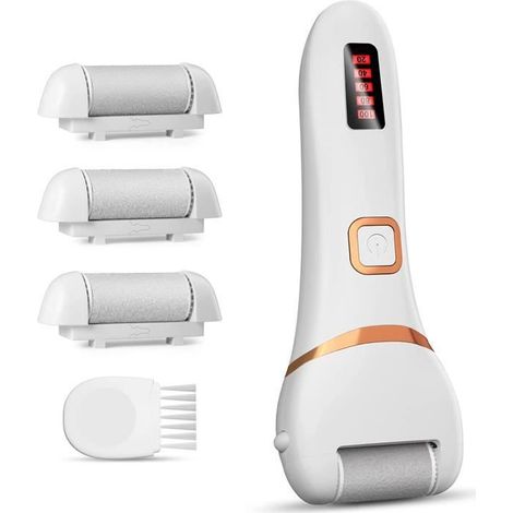 Râpe à Pieds Électrique 2 Vitesses avec 3 Rouleaux de Remplacement Étanche (1/4)