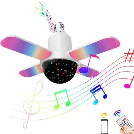 Plafonnier LED E27 à 4 panneaux, musique Bluetooth, télécommande, éclairage disco pour la maison (1/4)