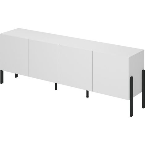 Buffet SALMA – 4 Türen Push-to-Open – Supermatt Weiß & Mattschwarz, 204×70×40 cm