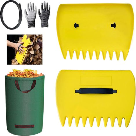 1 Paire ramasse Feuilles à Main avec Sac de Jardin 210L, râteau ramasse Feuilles, Design Ergonomique et Léger pour Ramasser Les Feuilles sans Effort, pour Feuilles, Herbe et déchets de Jardin (1/5)