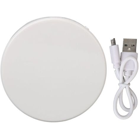 Miroir de poche magnifiant 3X LED rechargeable, pliable et éclairage ajustable, double face, blanc