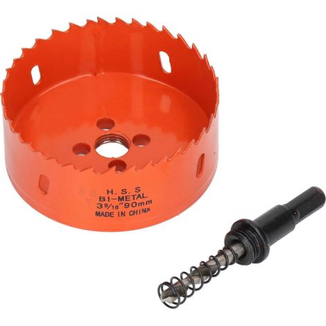 Scie cloche bimétallique HSS avec arbre robuste pour planches de Cornhole, bois, PVC, métal, pièces de perceuse électrique 3 9/16 po (90 mm) (1/5)