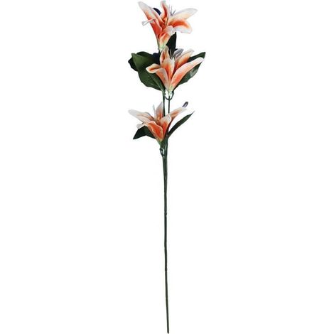 Ramo decorativo con tre gigli arancioni - Imitazione realistica, altezza 60 cm (1/3)