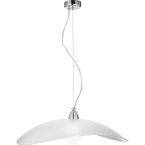 Suspension Melvin 64Cm En Verre Sérigraphié Et Métal Chromé, Douille E27, Ip20, Design Élégant Pour Intérieur - Groupe Rossini (1/5)