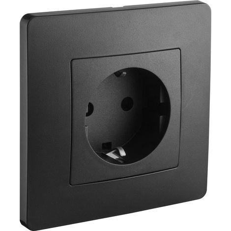 Debflex – Prise 2P+T Schuko noire – Mode de pose encastré – Pour installation électrique domestique – Compatible avec tous les systèmes