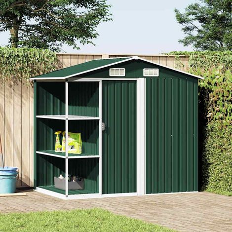 Abri de jardin avec étagère-Remise Cabane pour outils Vert 205x130x183 cm Fer (1/5)