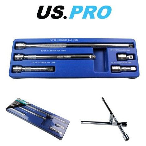 US PRO Tools 5pc 1/2" Drive Extension Bar Set For Ratchets & Sockets NEW 4027 (1/5)