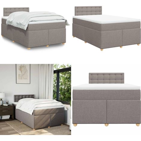 Sommier à lattes de lit avec matelas taupe 120x190 cm tissu - Sommier - Matelas à ressorts ensachés (1/5)