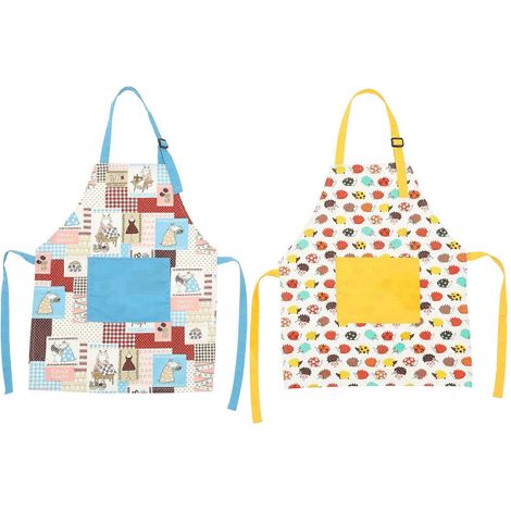 Lot de 2 adorables tabliers en coton pour enfants, parfaits pour les activités artistiques et le dessin.-50x40cm (1/3)