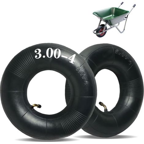 Trailer Inner Tube, 3.00-4 Rubber Inner Tube, Black for Hand Trolley, with Curved Valve Wheel Inner Tubes for Wheelbarrows, Lawn Mowers, Hand Trucks (1/5)