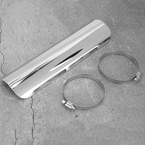 Plaque chromée de protection thermique pour tuyau d'échappement de moto universelle 50-70 mm / 2,0-2,76 pouces (1/5)