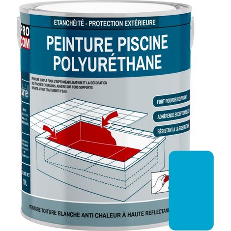 Procom – Peinture piscine béton polyuréthane 2.5L – Étanche et souple – Revêtement satiné pour béton et ciment – Résiste aux traitements d'eau