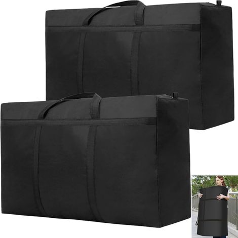 2 grands sacs de rangement étanches noirs 180L, pliables, avec poignée zippée pour vêtements, couettes, Noël, voyage ou déménagement (1/5)