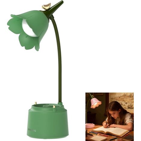 Lampada da scrivania a LED dimmerabile, lampada portapenne, lampada da lettura, lampada da comodino, lampada da lettura con supporto per telefono, lampada da lettura con protezione per gli occhi, 3 co (1/5)