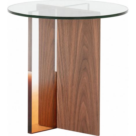 Table auxiliaire ronde noyer transparent - Noyer, transparent et ambre (1/5)