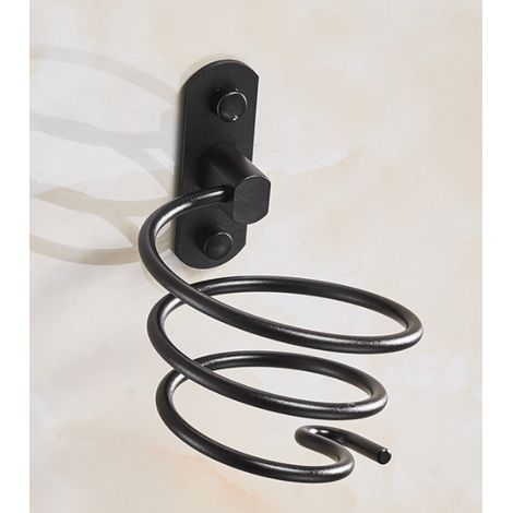 SHINING HOUSE Support Sèche-cheveux Aluminium Support Sèche-cheveux Mural Cuisine Support Filaire Salle de Bain Accessoires Salle de Bain Noir 129.59.5cm (1/4)