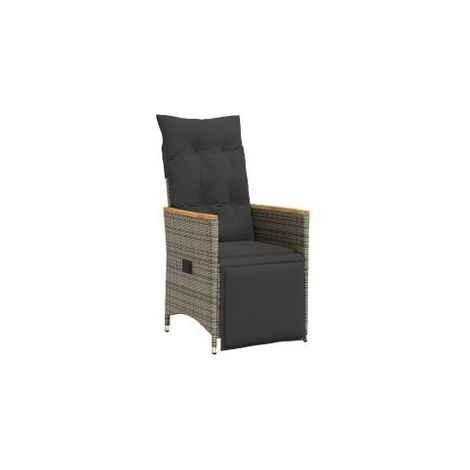 Chaise inclinable de jardin avec coussins gris résine tressée (1/5)
