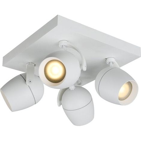 Plafonnier blanc métal 4 spots Preston GU10 IP44 Lucide (1/3)