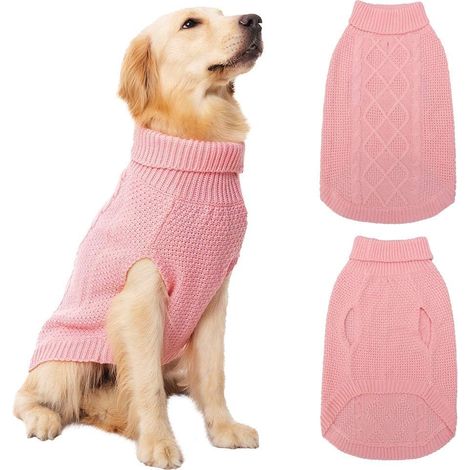 Pull à col roulé pour Chien – Pull d'hiver Classique en Tricot torsadé avec Trou pour Laisse pour Temps Froid (1/5)