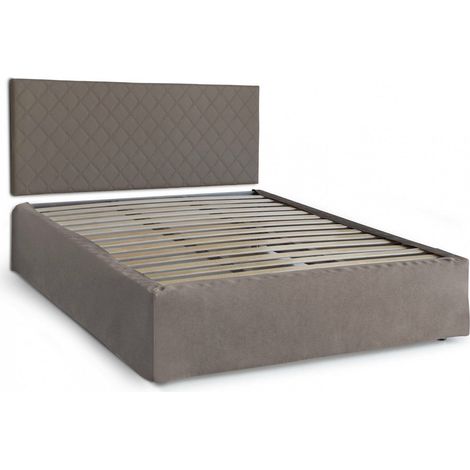 Talamo Italia - Letto matrimoniale Alfredo, Set testata in ecopelle con rete ortopedica e mantovana, 100% Made in Italy, adatta a materasso da Cm 160x190, Tortora