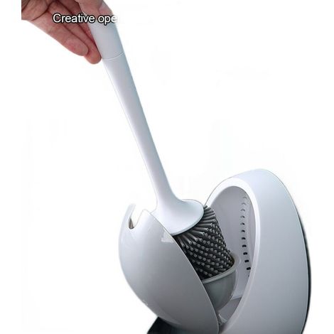 Brosse WC murale en silicone, manche long, en plastique noir.-AquaForge (1/5)