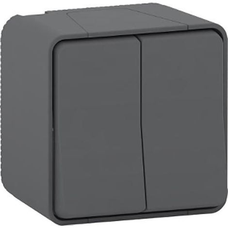 Interruttore doppio Mureva Styl grigio impermeabile Schneider Electric