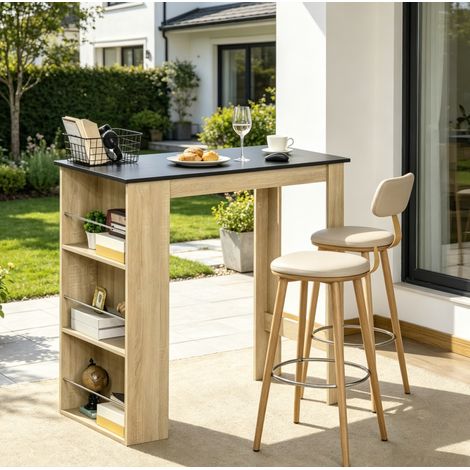 Mesa bar con estantes de almacenaje 112x57x106 cm OKMYHOME (1/5)