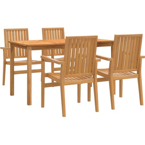 Maison Exclusive - 5-tlg. Garten-Essgruppe Massivholz Teak