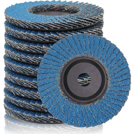 Lot de 10 disques à lamelles de 76 mm de diamètre - Grain 60 - Disques abrasifs pour meuleuse d'angle - Pour métal, bois, acier (1/5)