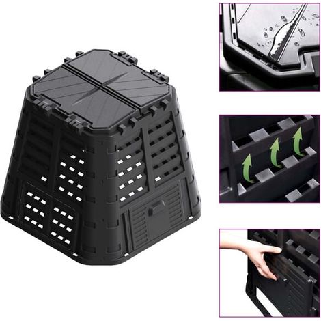 Composteur de jardin noir, 93,3 x 93,3 x 80 cm, 480 litres (1/5)