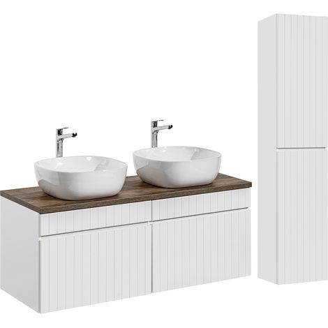 Set di mobili da bagno doppio lavabo Zelie bianco 120cm