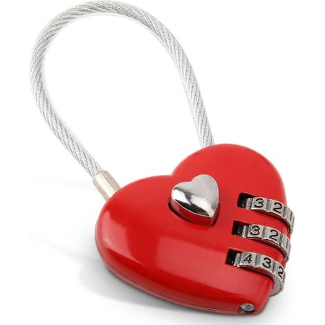 Cadenas à combinaison, cadenas mignon à 3 chiffres en forme d'amour, mini cadenas à combinaison pour porte extérieure (rouge)