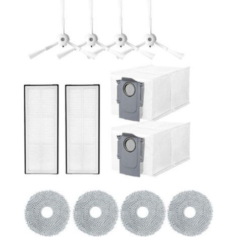 12PCS Accessoires pour Roborock Q Revo/P10 Robot aspirateur, pièce de Rechange avec 4 Chiffon + 2 Sac à poussière + 4 brosses latérales + 2 filtres,Ensembles d'accessoires pour Aspirateurs,Accessoires (1/5)