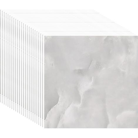 Lot de 24 carreaux adhésifs - 30 x 30 cm - Marbre - Imperméable et résistant à la saleté - Dos autocollant découpable - Pour salle de bain et cuisine (24, image 7) (1/5)