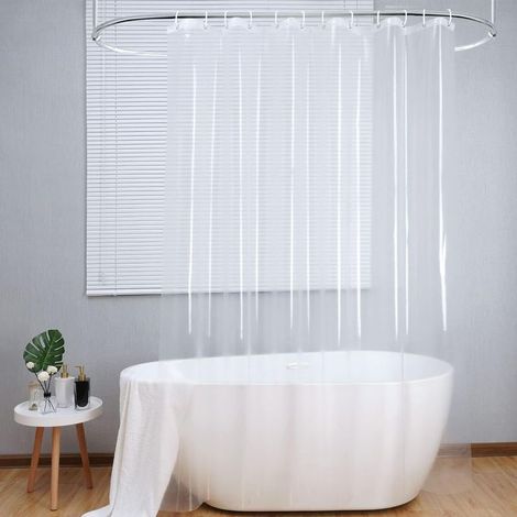 Curtain of Shower Anti-moisissure 180 x 200 cm Waterproof PEVA Transparent with Rings Curtain of Shower Transparent Show Curtain (1/5)