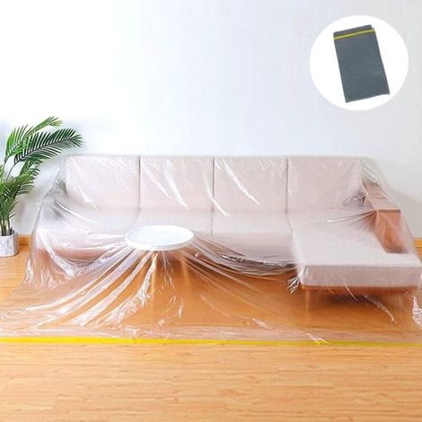 Housse de Canapé Plastique Antipoussière 2.75×3.65m Housse de Canapé RN Plastique Housse de Fauteuil Impermeable pour Déplacer ou Ranger des Arbres fe Noël des Meubles des Chaises FES Matelas (1/5)