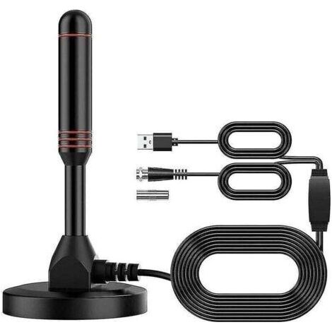 Antenne TV HD numérique - Comprend une base magnétique et un câble coaxial - Antenne TV Antenne TV terrestre - Intérieure ou extérieure (1/4)
