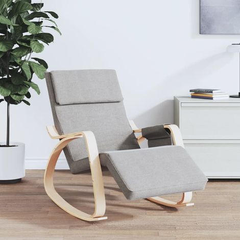 Chaise à bascule/Fauteuil à bascule,Grand confort Gris clair Tissu -FR18292 (1/5)