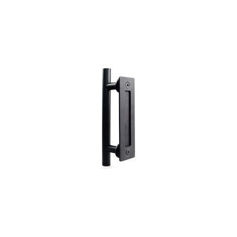 Manilla de acero inoxidable negro para puerta corredera, manilla para puerta corredera tipo granero, manilla redonda sencilla