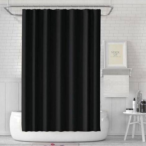 180 x 180 cm - Anti-Schimmel-Duschvorhang - Wasserdichter und waschbarer Stoff - Mit 12 Duschvorhangringen - Schwarz
