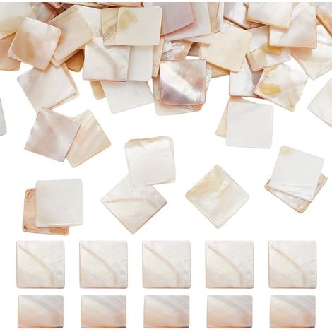 360pcs Carreaux de Mosaïque en Coquillage Naturel Cabochons Carrés en Coquillage Blanc Floral 19.520x19.5x2mm Pièces de Mosaïque en Nacre pour L'Artisanat Bricolage Décorations (1/5)