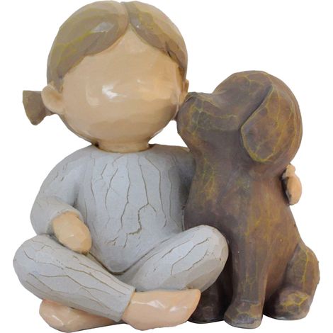 Statuette fille et chien Résine Décoration intérieure Sculpture artisanale détaillée pour salon chambre bureau cadeau original (1/5)
