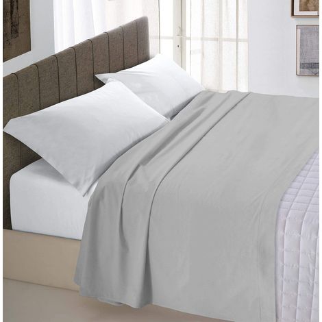 Italian Bed Linen Max Color Lenzuolo Sopra Tinta Unita, 100% Cotone, A Una Piazza e Mezza, Grigio, 180 x 300 cm (1/5)
