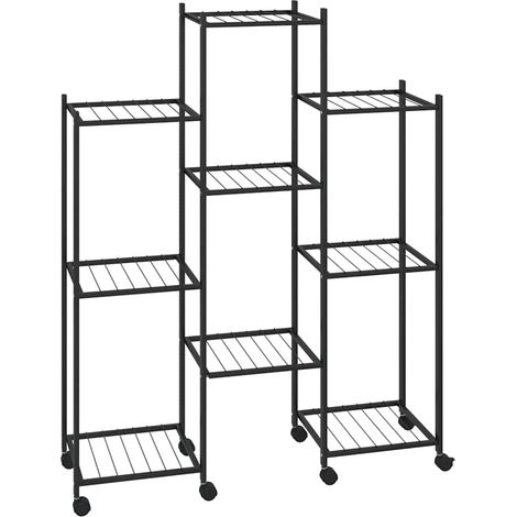 vidaXL Soporte para flores con ruedas hierro negro 83x25x100 cm (1/2)