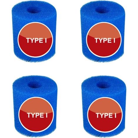 4pcs Cartouche filtrante réutilisable en mousse bleue pour piscine, 8,8 x 7,8 cm, type I,pour l'entretien du système de filtre à sable (I)-Crezuo (1/4)