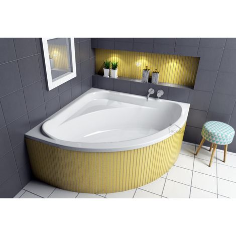 ECOLAM Baignoire d'angle Standard Polimat 140x140cm pieds siphon + silicone (1/5)