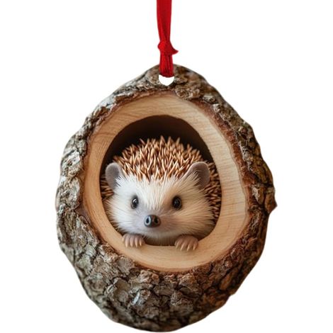 Ornements pour Sapin Figurine décorative 2D Plate en Acrylique Pendentifs animaux trou d'arbre décor de Noël pour sapin Présentations saisonnières jardin maison fêtes figurine ferme (1/5)
