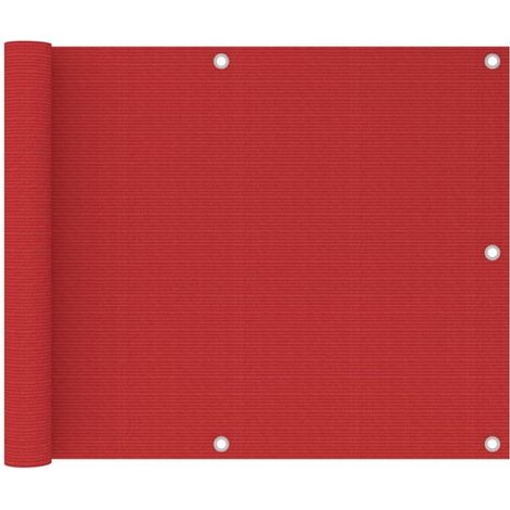 Écran brise-vue pour balcon 75 x 600 cm, HDPE rouge, respirant et résistant aux intempéries et aux UV, avec cordon de fixation (1/5)