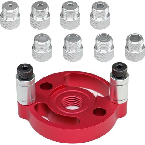Guida di foratura, dima di foratura rossa con punte da 3/4/5/6/7/8/9/10 mm, guida per foratura del legno per foratura e marcatura centrale (1/5)